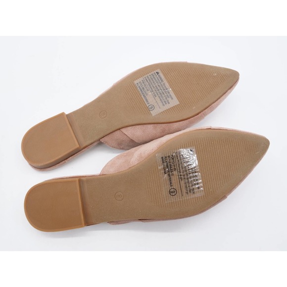 Forever Link Mule Womens 9 Beige Faux Suede Knot Accent Pointed Toe Slip On Shoe - Picture 11 of 11